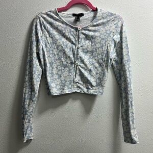 Baby blue floral sweater Y2K